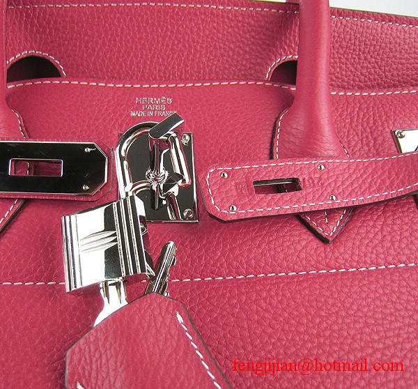 Hermes Birkin 42cm Togo Leather Bag 6109 Red silver padlock